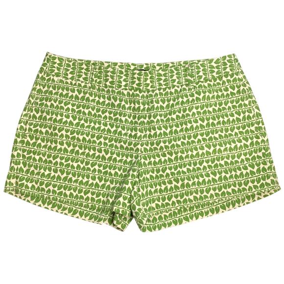 J. Crew Green Leaf Print City Fit Shorts Size 10 - Picture 1 of 5